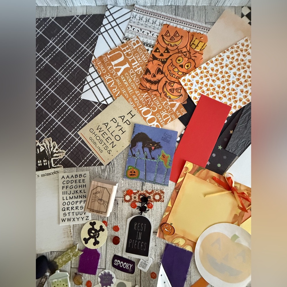Junk Journal Ephemera Halloween Theme over 100 pieces includes small blank book - Picture 6 of 11
